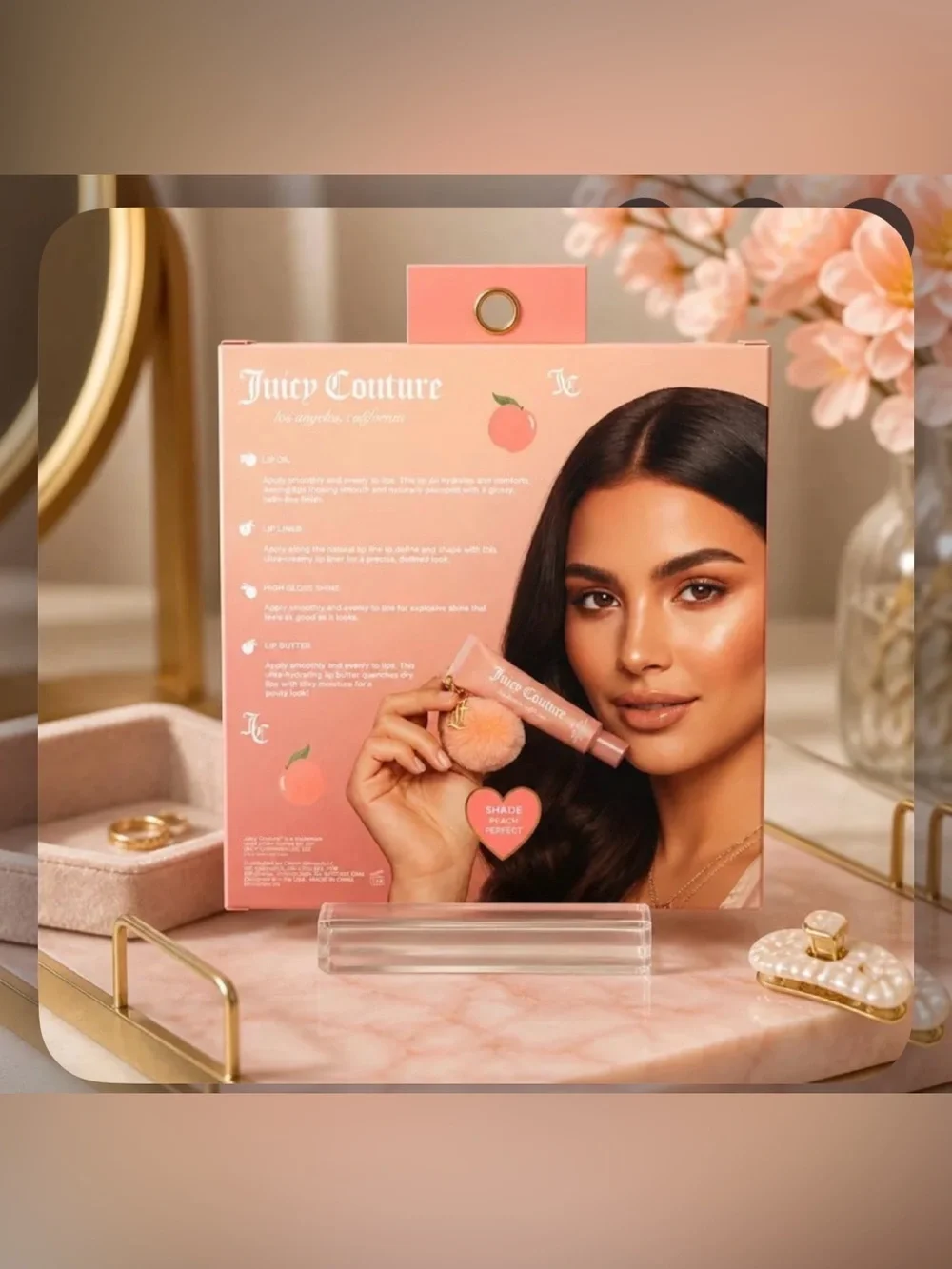 Juicy Couture Peach Lip Kit — Peach Pink Gold Accents